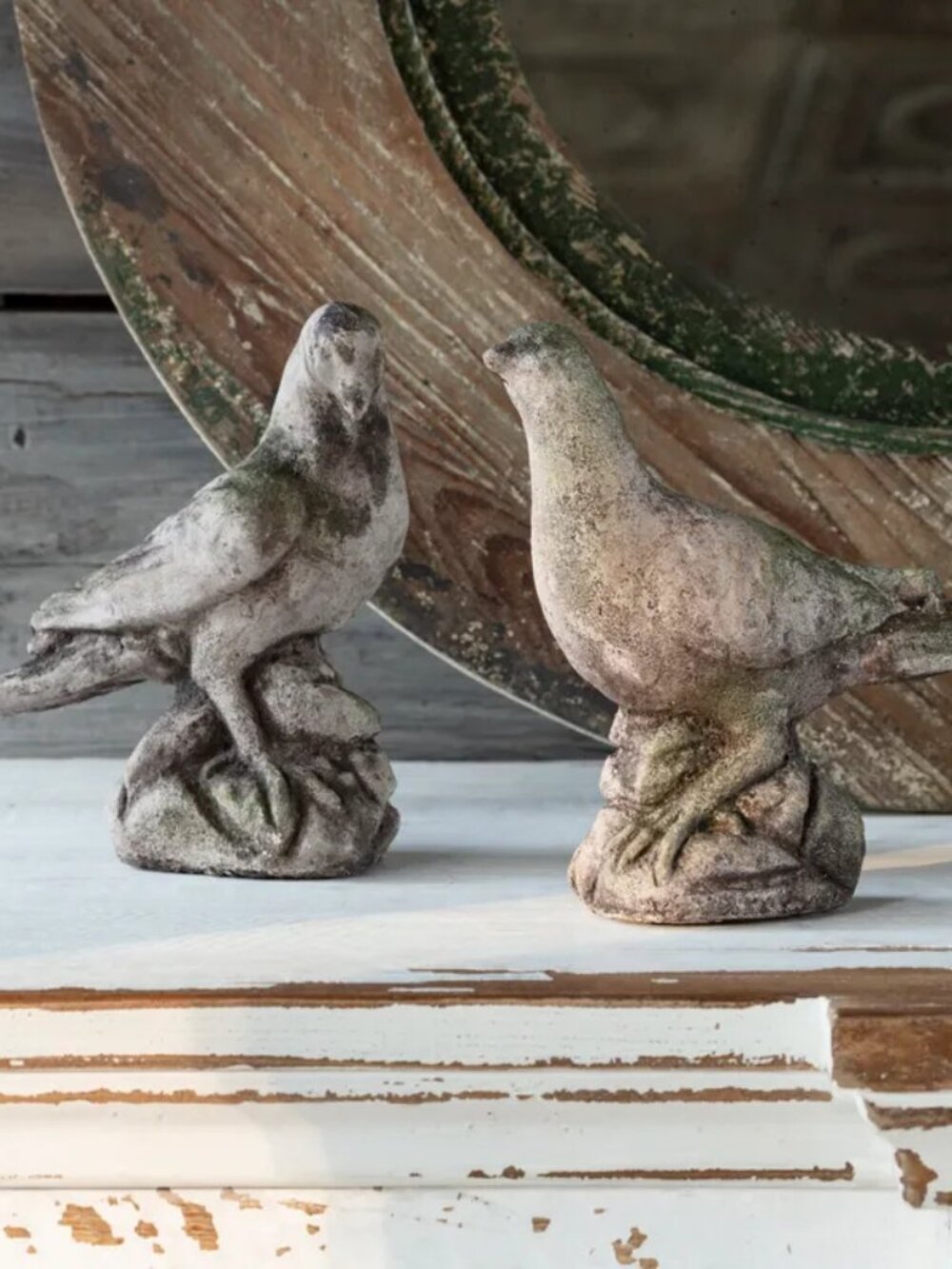 Aged Concrete Dove Pair NEW